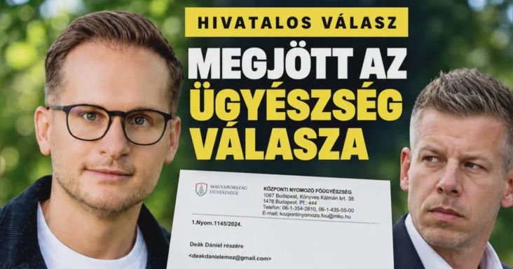 Az ügyészség Deák Dánielnek adott igazat Magyar Péterrel szemben