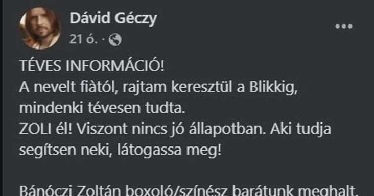Téves információ terjed a Barátok közt sztárjáról: életben van a színész