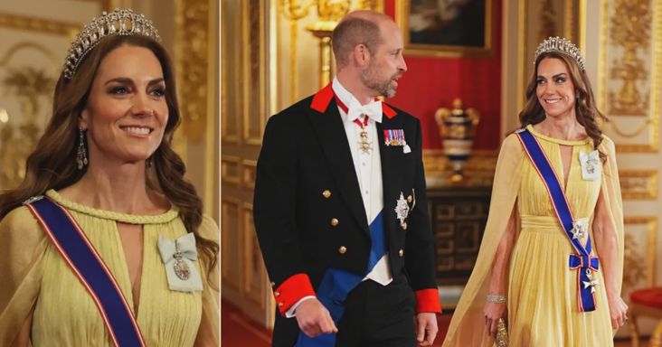 Minden tekintet Katalin hercegnére szegeződött: lélegzetelállító ruhában jelent meg a windsori kastélyban – galéria